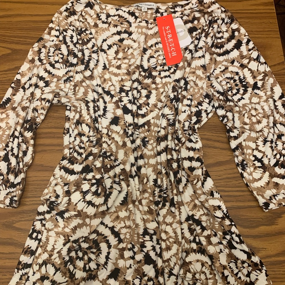 Brown and Cream Patterned Dress